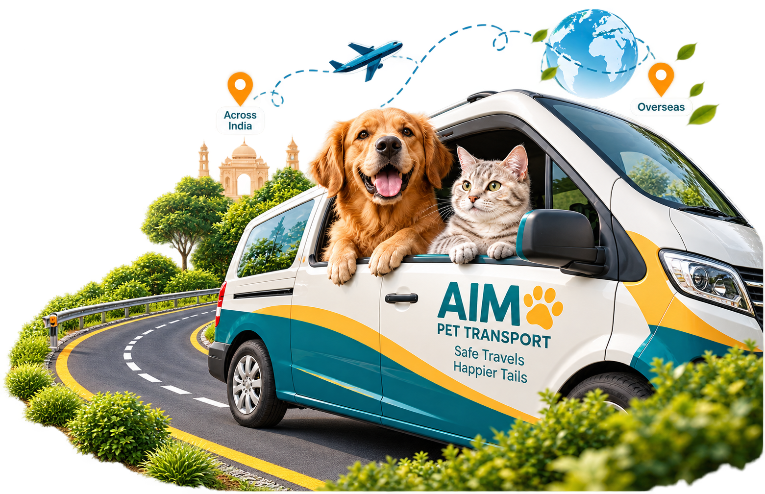 AIM Pet Transport van with a dog and cat